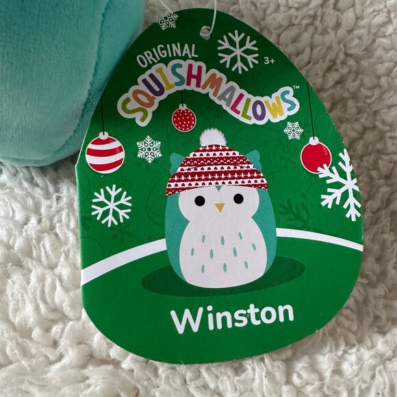 Kellytoy Squishmallows Winston Christmas 4” Ornament Blue Owl Plush Squishy Toy - Picture 4 of 6